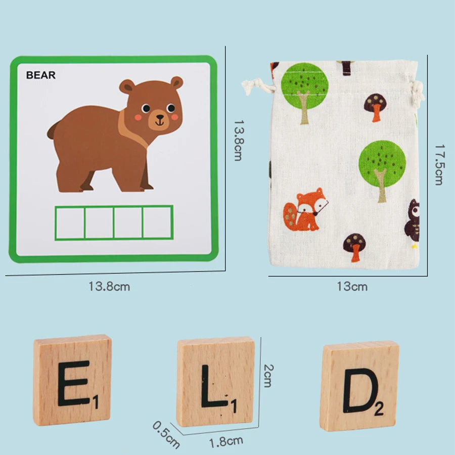 Educational Toys For Children Gifts Wooden Montessori Toys Learning Spell Word Letter Matching Puzzle Games Fine Motor Training