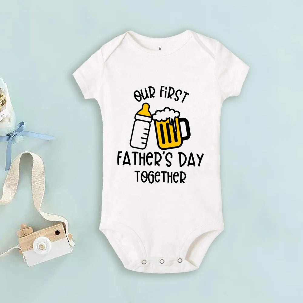 Infant's Our First Father's Day Together Outfit -  Letter Print Family Matching Set