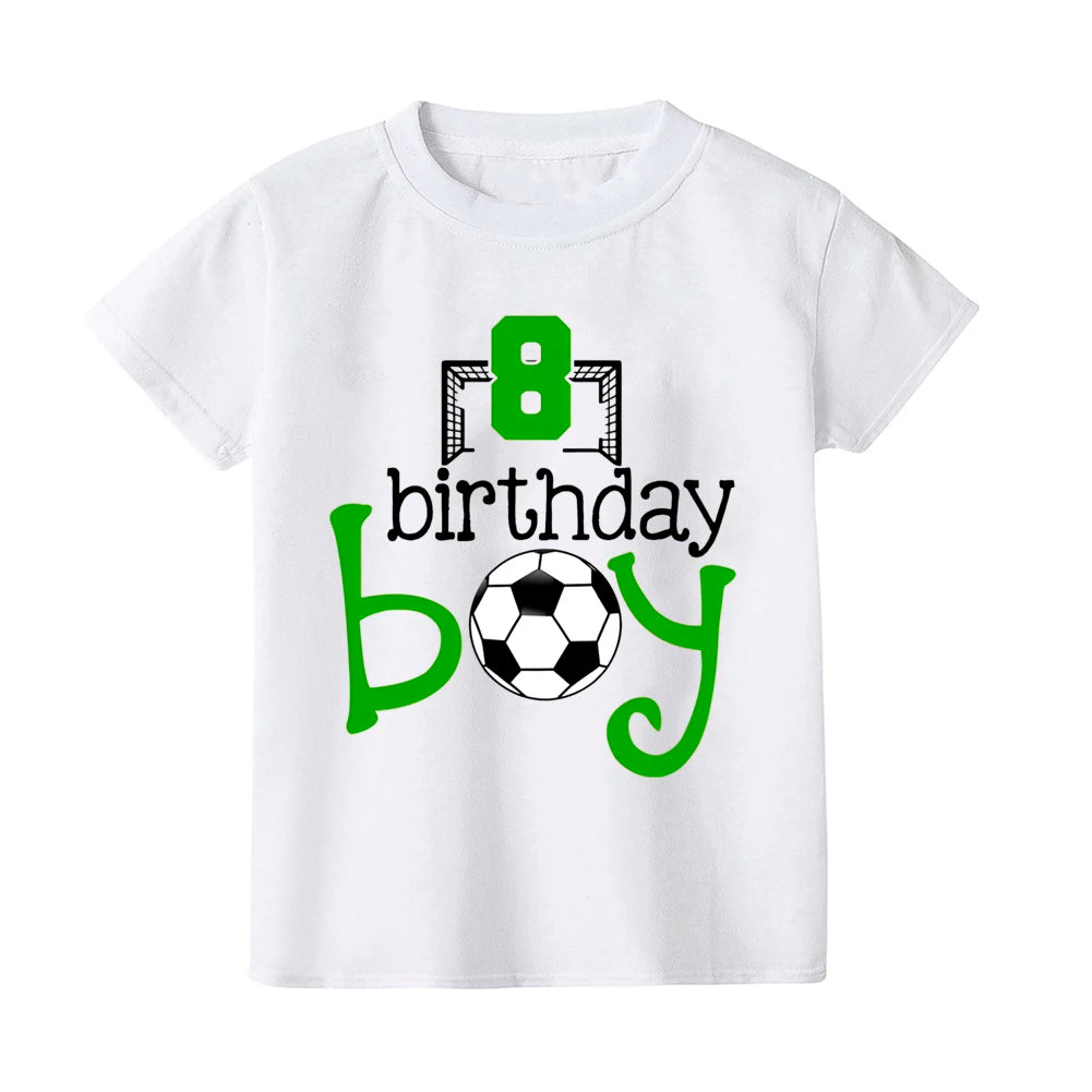 Casual Child Tee Shirt Football&birthday Print Kids T-shirt 2-9Y Fashion Short Sleeve Round Neck Tees Top Summer Soccer Clothes