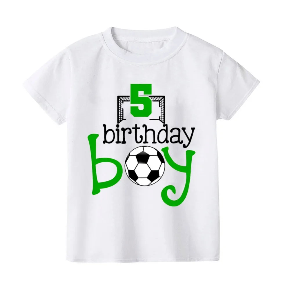 Casual Child Tee Shirt Football&birthday Print Kids T-shirt 2-9Y Fashion Short Sleeve Round Neck Tees Top Summer Soccer Clothes