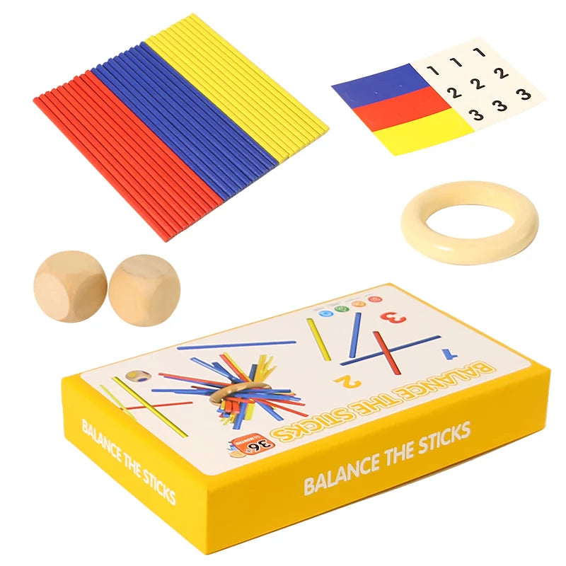 Montessori Toys 3 in 1 Wooden Stick and Tower Game Arithmetic Early Education Thinking Training Parent-child Interactive Toy