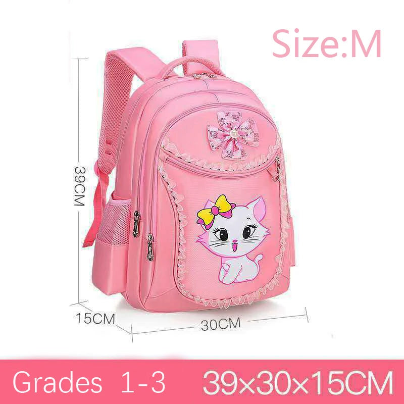 Pink Cat Children Girl Backpack Bowknot Kid School Bag Cartoon Bookbag Cute Princess Kindergarten Primary School Girl Backpack