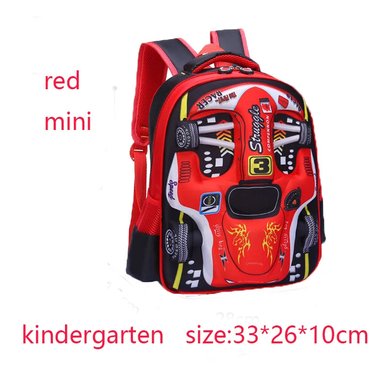 Waterproof Lightweight 3D Car Backpack Kindergarten Kid Preschool Backpack Young Children Boy Girl SchoolBag Primary Red Blue