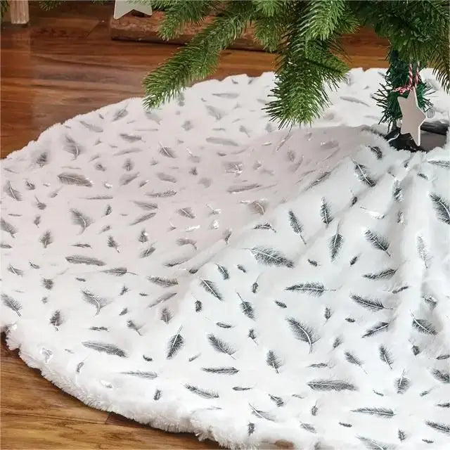 Christmas Tree Skirt 90CM Plush Tree Skirt Christmas Tree Apron Family Hotel Mall Christmas Atmosphere Venue Decoration Mat