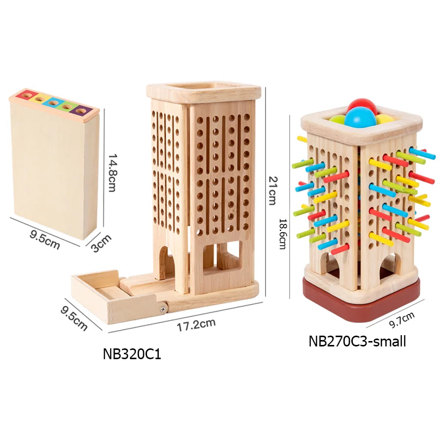 Montessori Toys 3 in 1 Wooden Stick and Tower Game Arithmetic Early Education Thinking Training Parent-child Interactive Toy