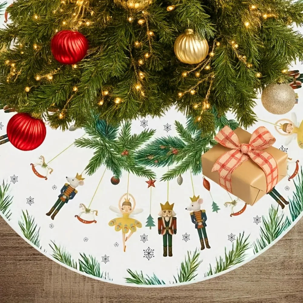 Vikama Daisy Sleigh Christmas Tree Skirt with Soldiers and Snowmen Daisy Design Winter Holiday Tree Ornaments Collection