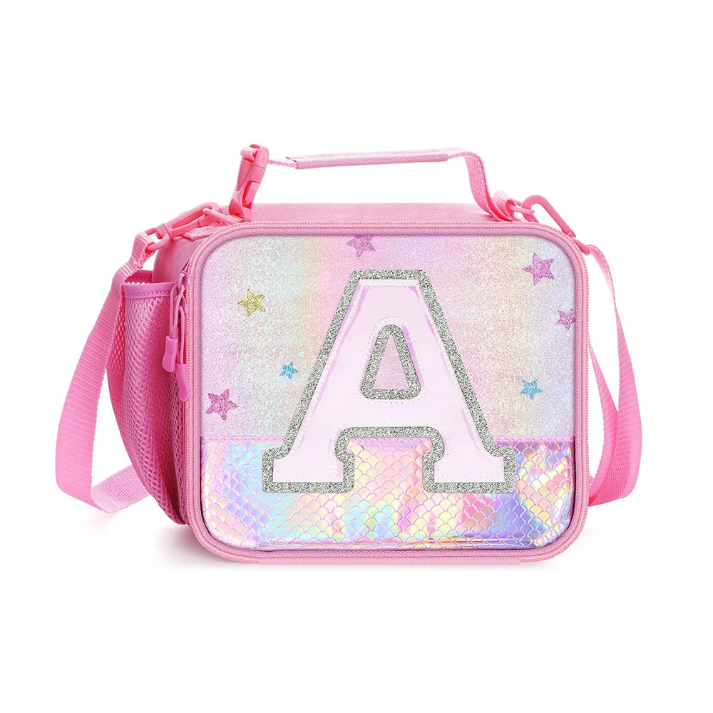 Mermaid Lunch Bag For Children's School Thermal Insulation Bag Adjustable Shoulder Strap Cute Cartoon Bento Bag Kids Lunch Bag