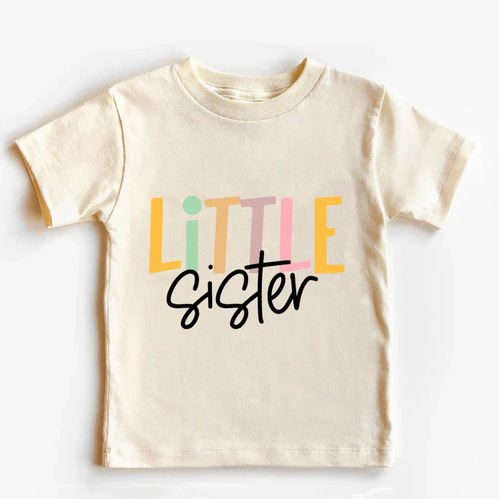 Big Brother Littler Sister Printed Kids Shirt Summer Sibling T-shirt Tops Boys Girls Short Sleeve Tee Clothes Child Retro Outfit
