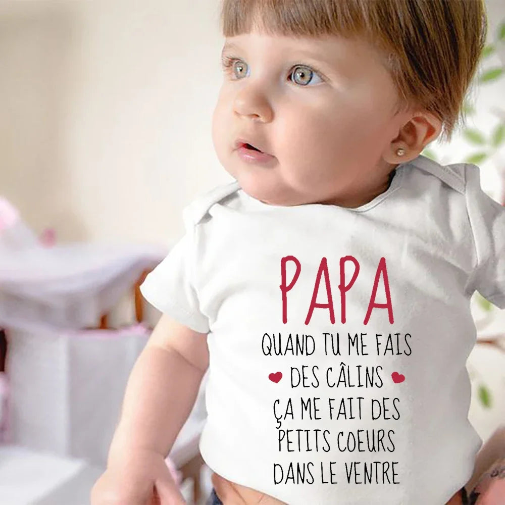 Fathers Day New Born Onesie / Bodysuit - French Print - Short Sleeve