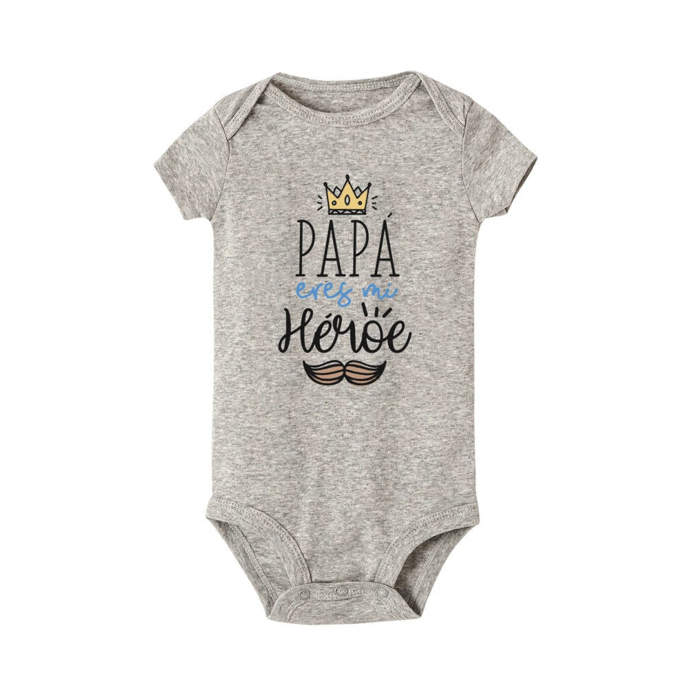 Papa Is My Hero / Spanish Printed - Baby Bodysuit Short Sleeve