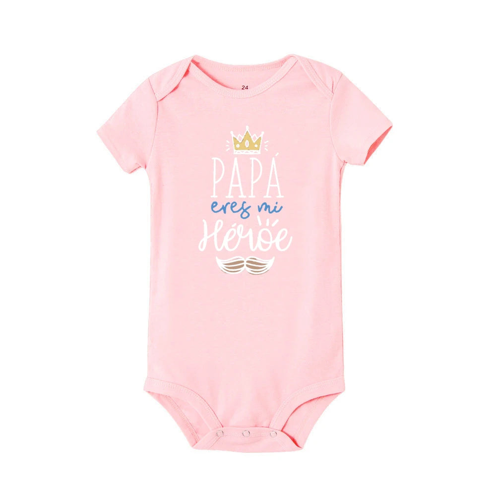 Papa Is My Hero / Spanish Printed - Baby Bodysuit Short Sleeve