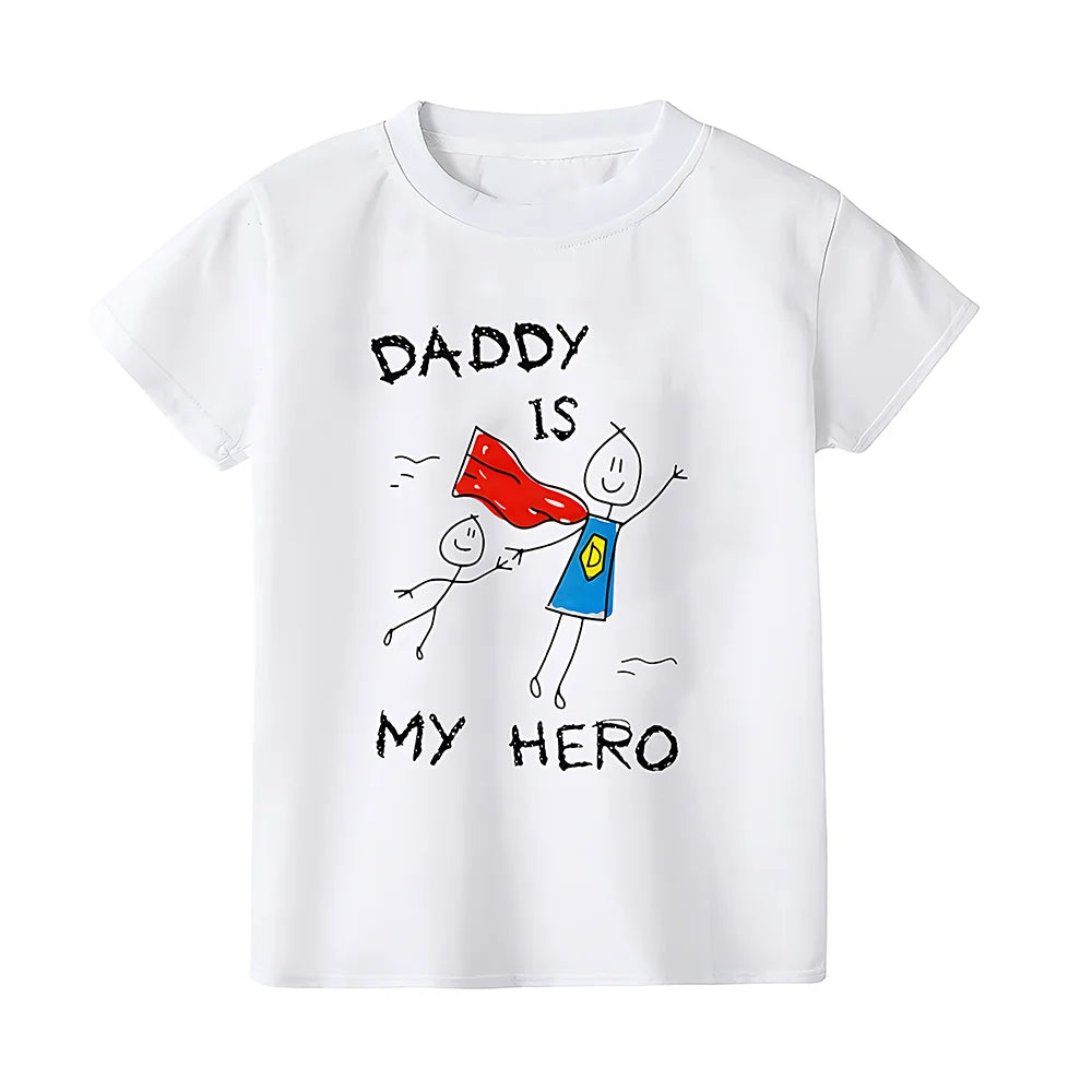 Daddy Is My Hero Kids T-Shirt - Casual Toddler Short Sleeve T-shirt Children