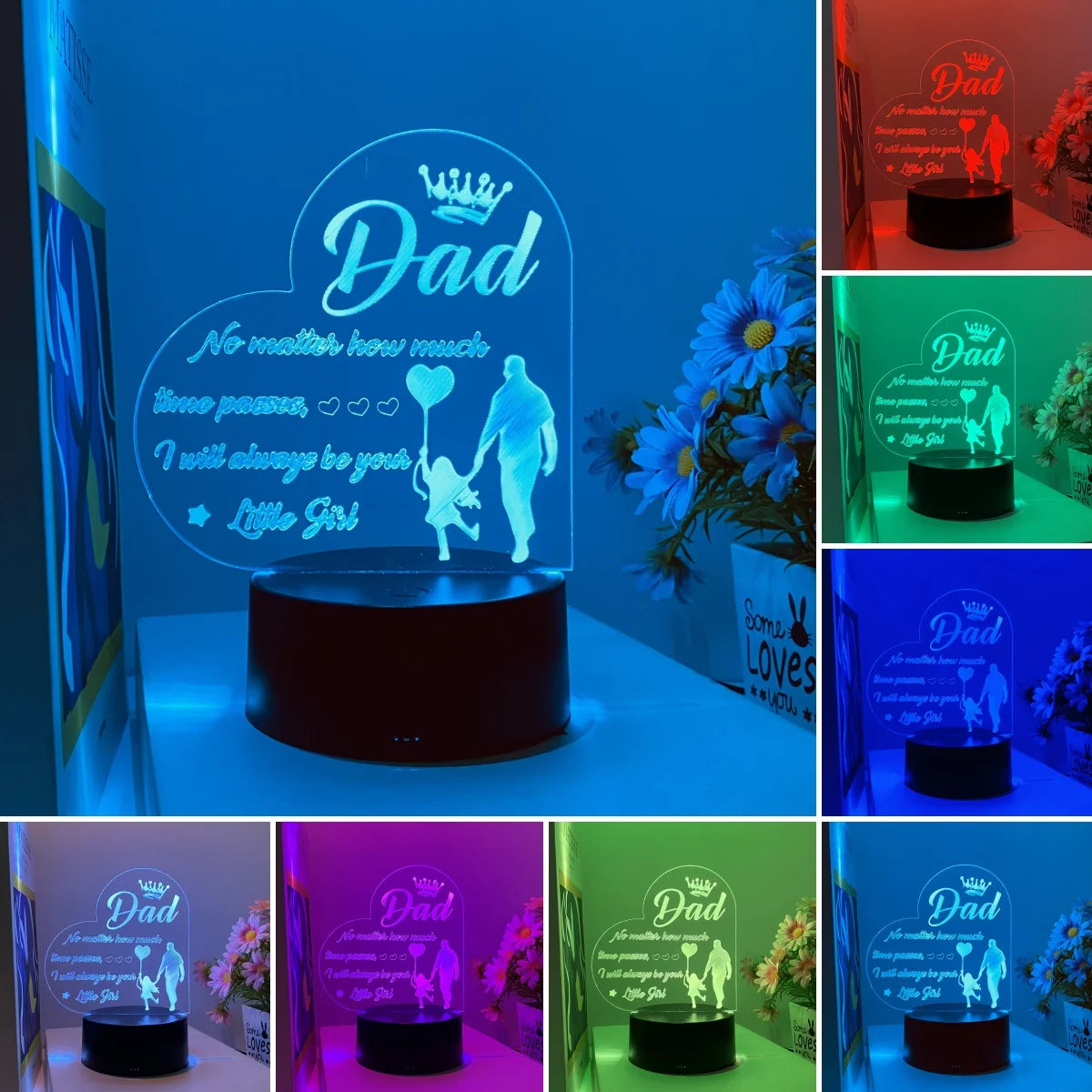 1pcs Father's Day atmosphere LED night light, study bedroom atmosphere decoration, USB plug, holiday gift night light.
