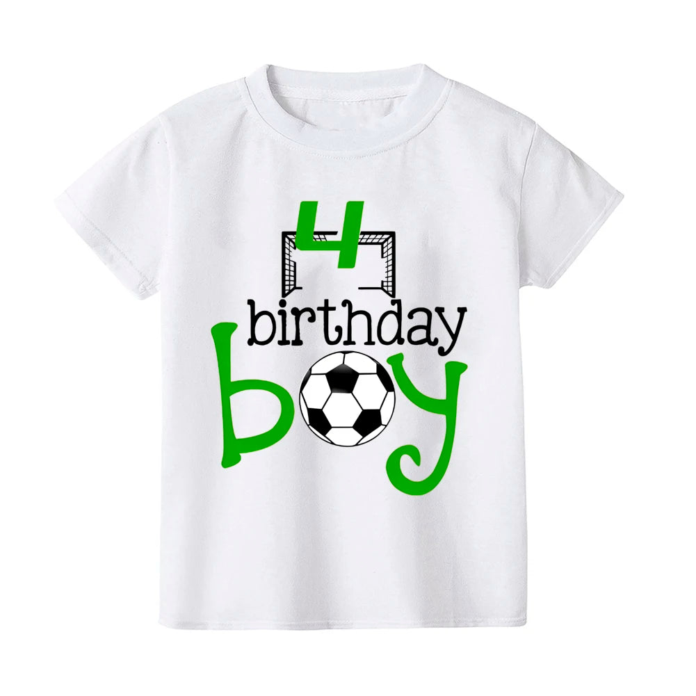 Casual Child Tee Shirt Football&birthday Print Kids T-shirt 2-9Y Fashion Short Sleeve Round Neck Tees Top Summer Soccer Clothes