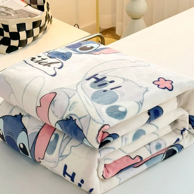 Stitch Cartoon Blanket Lightweight Style Home Textile Flannel Soft Throw Blanket Bedding Sofa Cover
