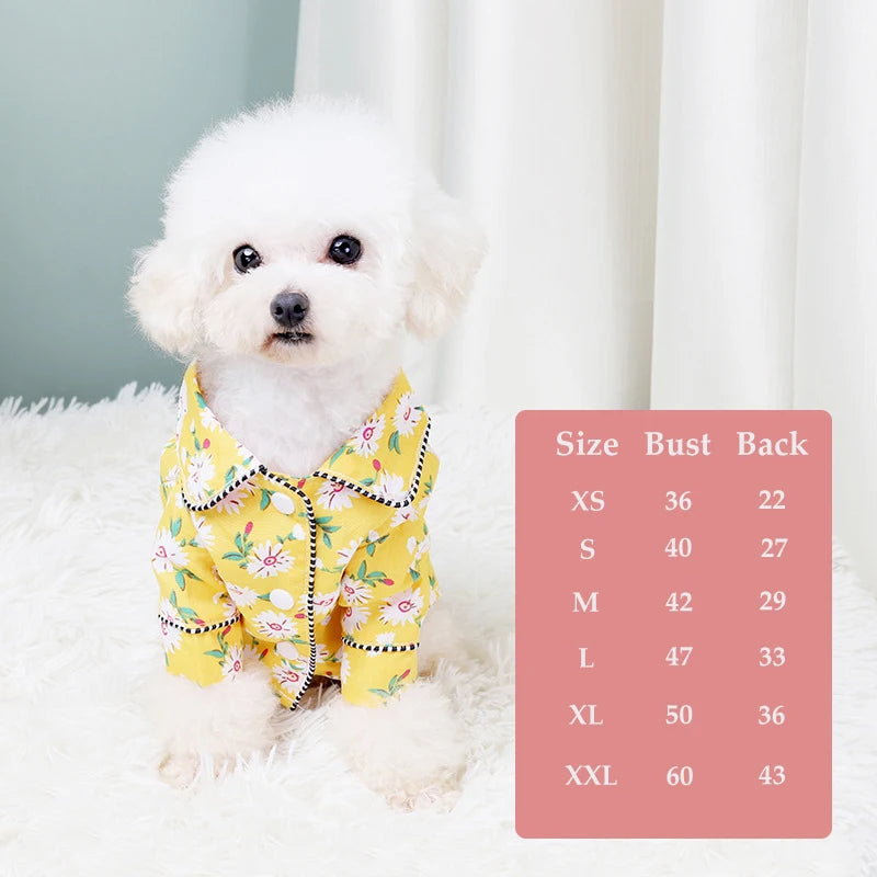 Black Dog Pajamas Autumn Winter Puppy Shirt Sleepwear Floral Pet Jumpsuit Elegant Kitten Pet Clothing for Chihuahua Yorkshire