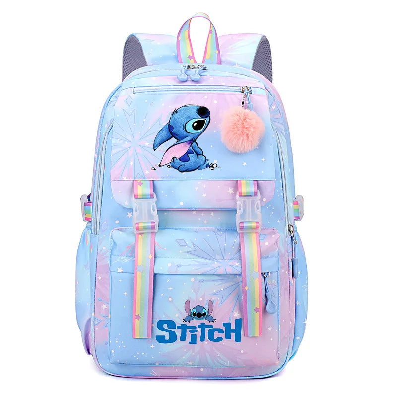 Stitch Large Capacity Backpack, Casual Nylon Cute Daypack, Cartoon Anime Schoolbag, Girl Casual Travel Commute Knapsack