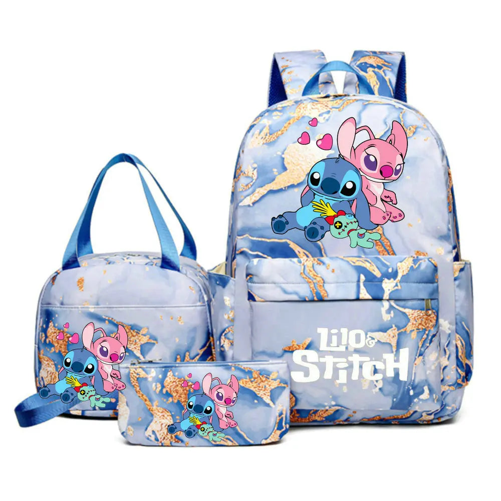 3pcs/set Lilo Stitch Backpack (B) - With Lunch Bag Students, Teenagers School Bags Set