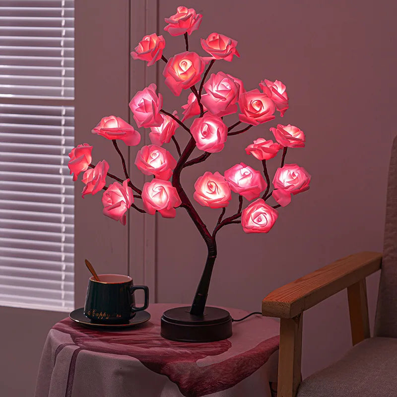 24 LED Flowers, Tree Lights USB Table Lamp Fairy Maple Leaf Night Light Home Party Christmas Wedding Bedroom Decoration Gift