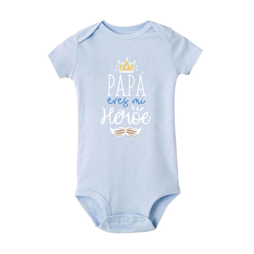 Papa Is My Hero / Spanish Printed - Baby Bodysuit Short Sleeve
