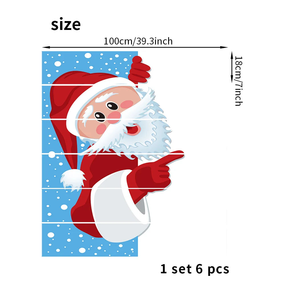 6PCS Christmas Staircase Background Cloth Xmas decoration 2025 Xmas Santa Claus tree snowman Navidad Natal New Year Gift 2026