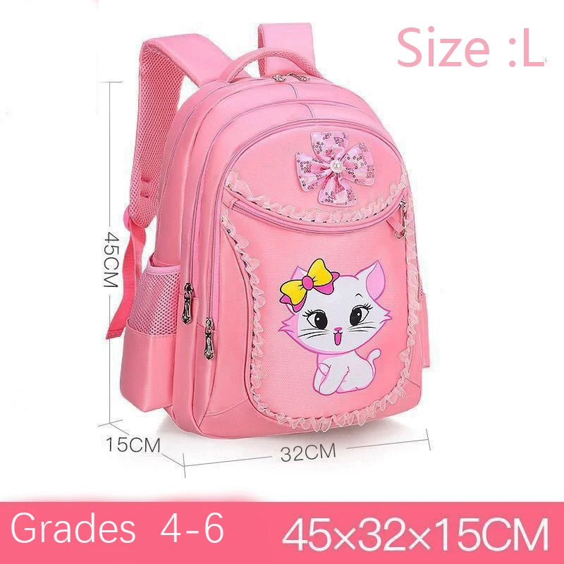 Pink Cat Children Girl Backpack Bowknot Kid School Bag Cartoon Bookbag Cute Princess Kindergarten Primary School Girl Backpack
