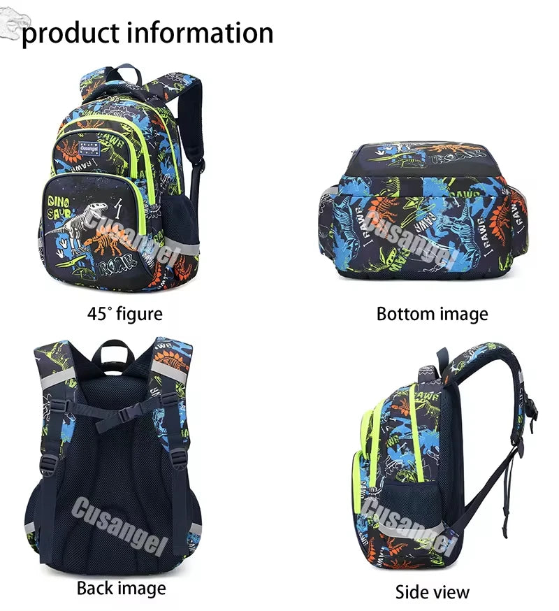 3PCS High Quality New Arrivals School Backpack Set Dinosaur Cartoon Bag Schoolbags Kids Backpack, A Backpack, A Pen Bag, A Meal Bag