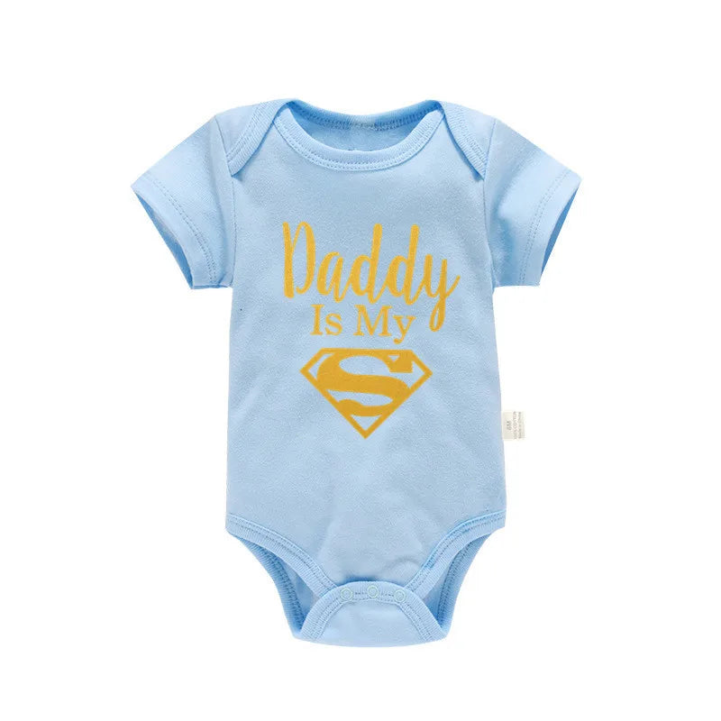 Baby Onesie - Newborn Baby Boys or Girls - Gold on Black - Daddy Is My Hero
