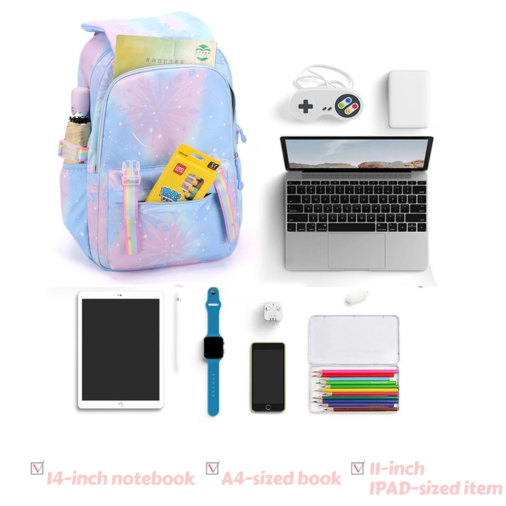 Stitch Kids Backpack Bookbag Bag Student Children Knapsack Schoolbag Travel Commute Bag