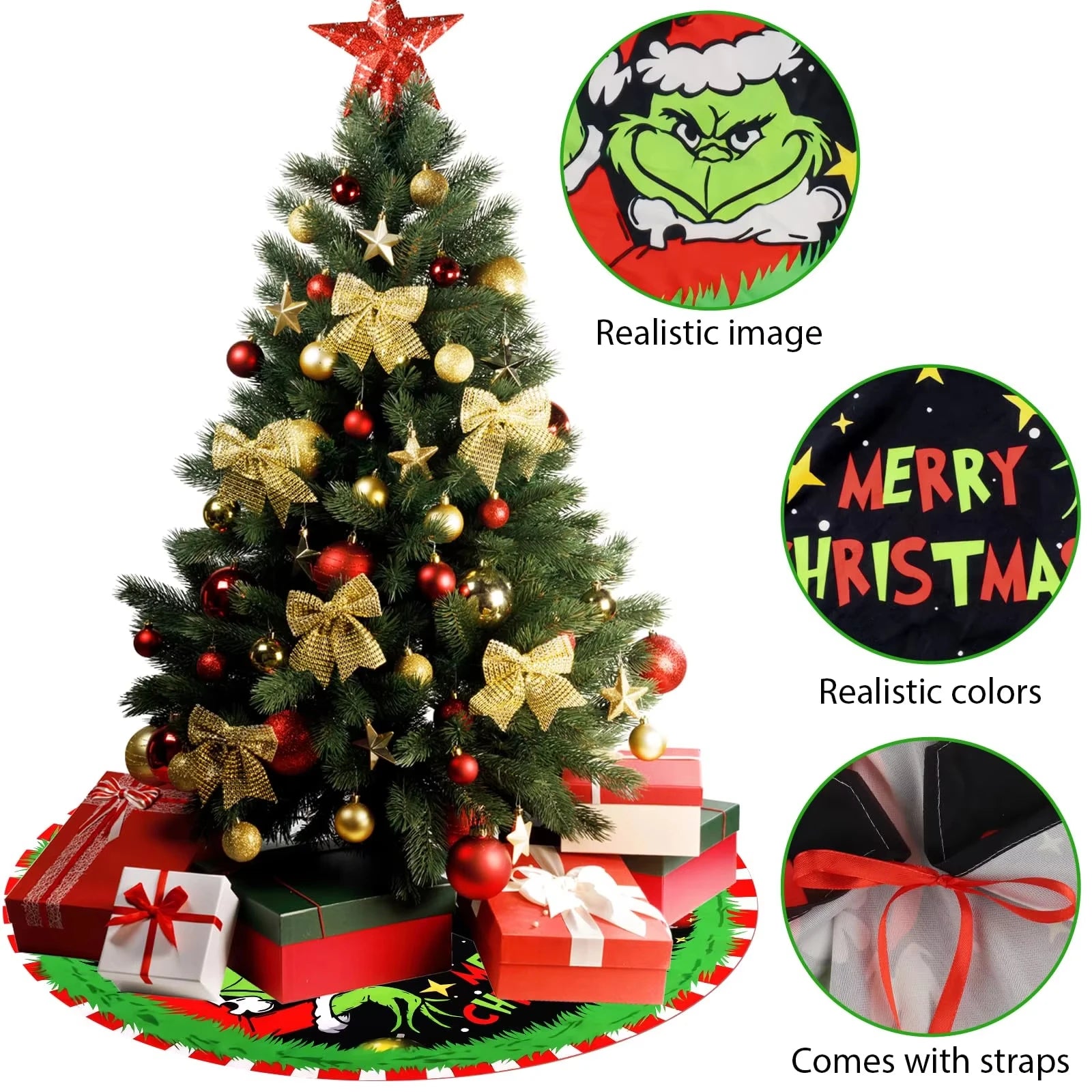 VIKAMA Christmas Tree Skirt Christmas Home Star Elements Christmas Tree Skirt Cushion Christmas Day Ambience Decoration