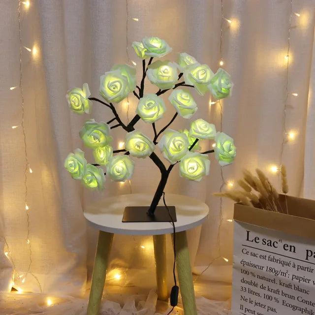 24 LED Flowers, Tree Lights USB Table Lamp Fairy Maple Leaf Night Light Home Party Christmas Wedding Bedroom Decoration Gift