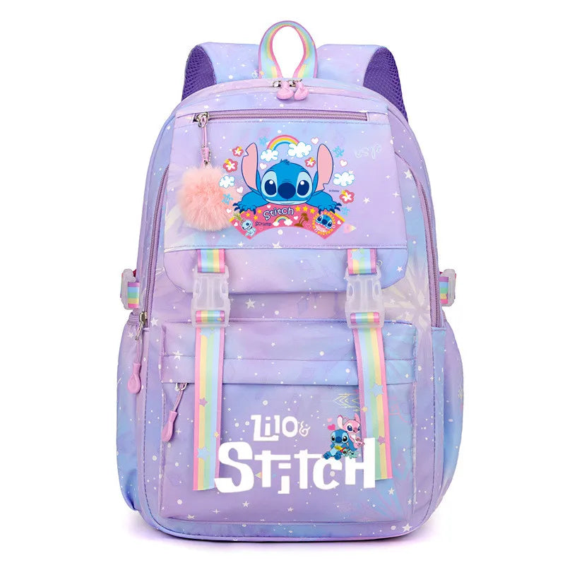 Stitch Large Capacity Backpack, Casual Nylon Cute Daypack, Cartoon Anime Schoolbag, Girl Casual Travel Commute Knapsack
