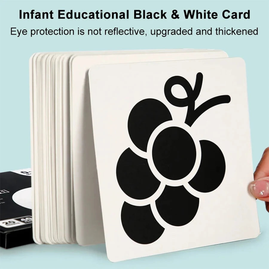 20 sheets/pack Baby Visual Stimulation Cards - Montessori High Contrast Flash Card for Infant - Children Cognition Toy