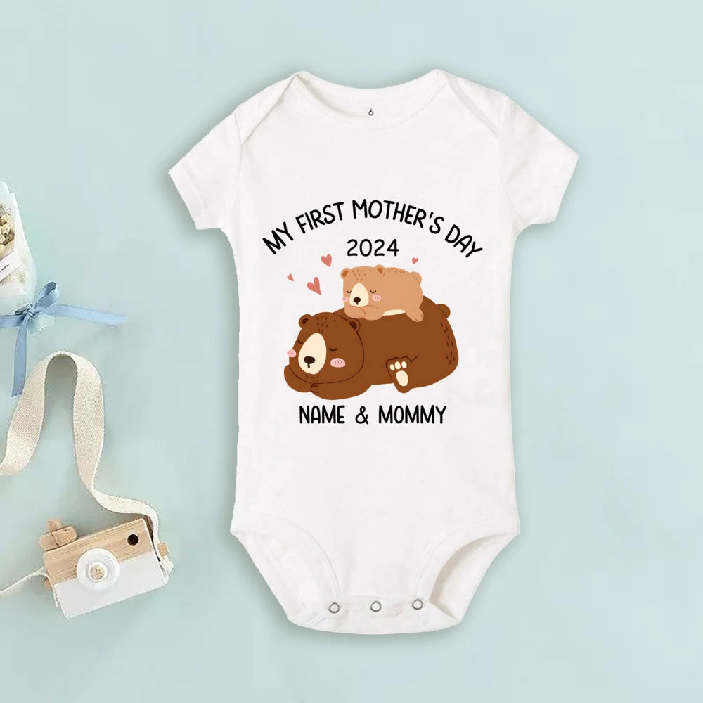 Personalized Mothers Day Baby Bodysuit Boys Girls Clothes Custom Name Infant Romper Newbron First Mother's Day Gift Bodysuits