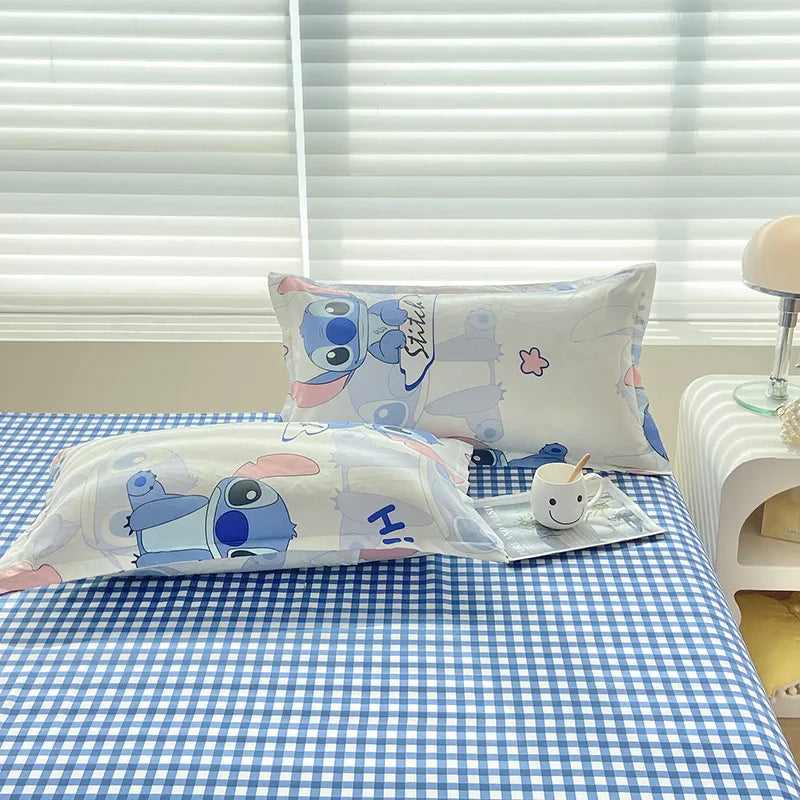 Stitch Cartoon Print Home Textile Bedding Four Piece Set Skincare Polished Student Dormitory Bed Sheet And Quilt Set Comfortable