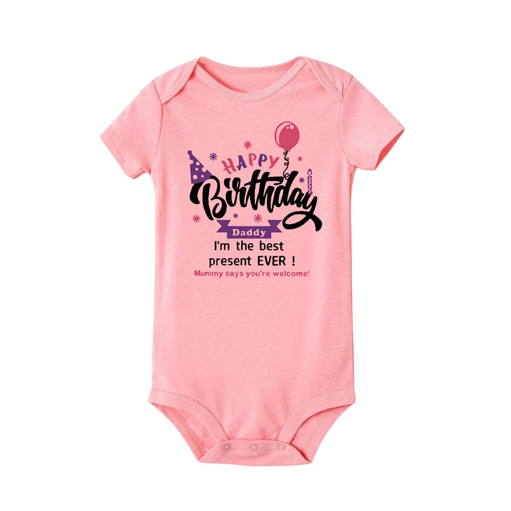 Happy Birthday Daddy Mommy Baby Bodysuit For Infants - 0-24 Months