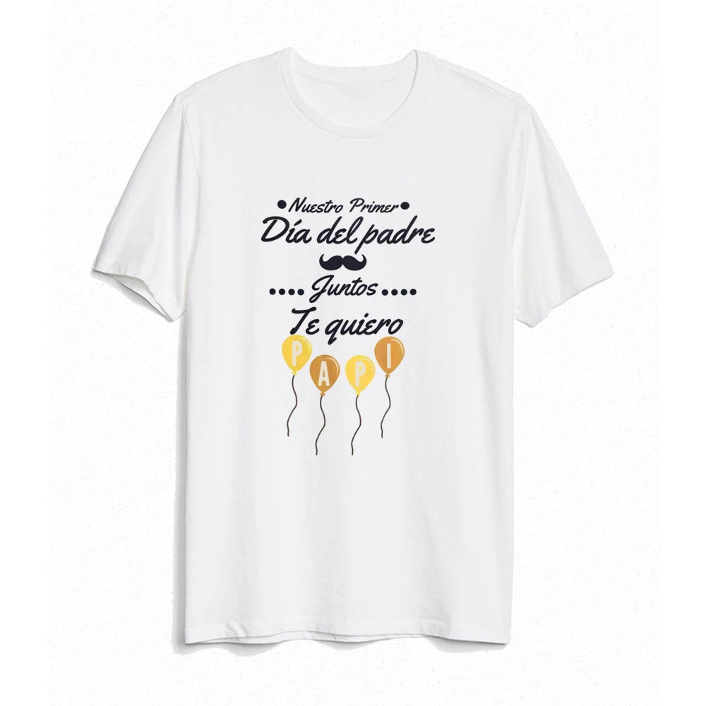 Our First Father's Day Together - Spanish text - Family Outfit Fathers Day Family Matching Outfits Daddy Tshirt+ Baby Romper Festival  Best Gifts