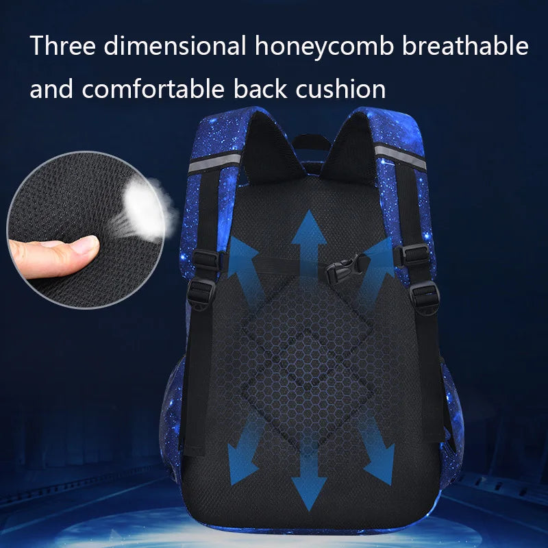 Teen Kid Backpack Starry Sky Print Boy Girl Children's Shoulder Bag Waterproof School Bag Sport Travel Backpack Multiple Pockets