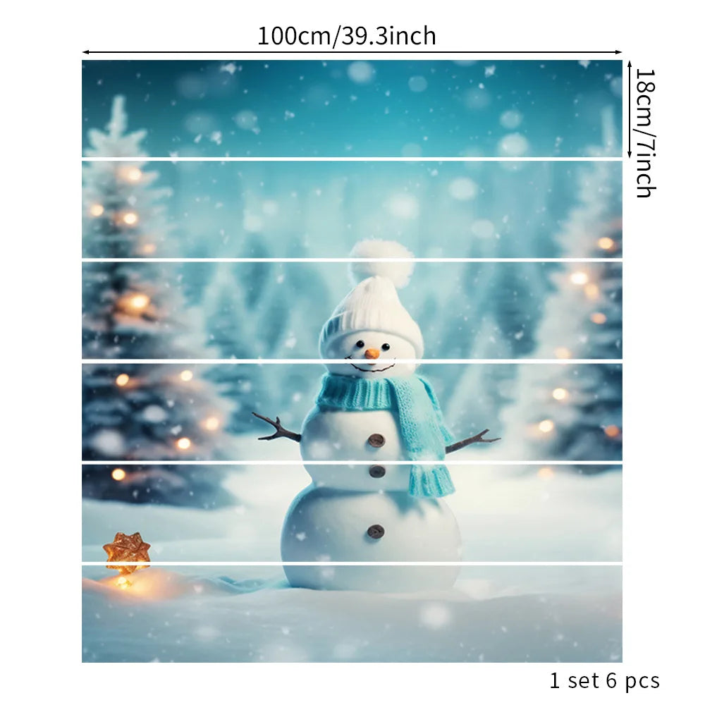 6PCS Christmas Staircase Background Cloth Xmas decoration 2025 Xmas Santa Claus tree snowman Navidad Natal New Year Gift 2026