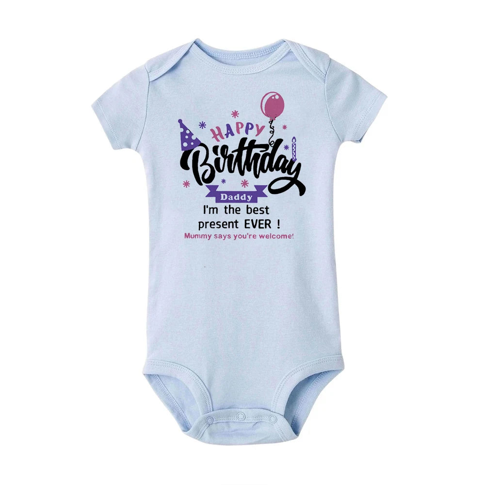 Happy Birthday Daddy Mommy Baby Bodysuit For Infants - 0-24 Months