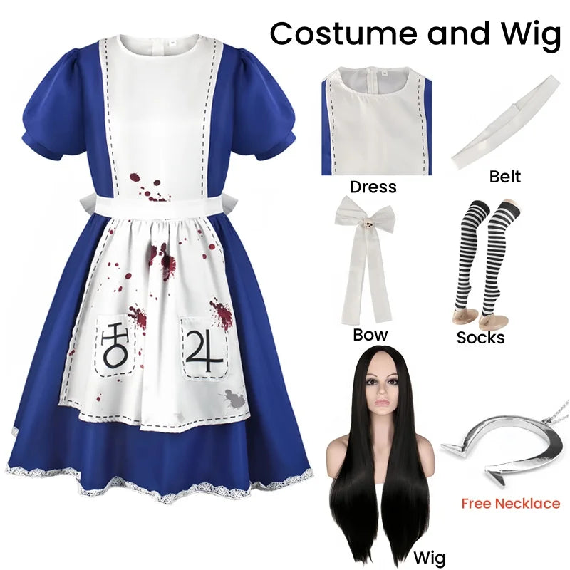 Delivery guaranteed-Order early-Anime Alice Princess Dress Maid Apron Dress Game Madness Returns Alice Cosplay Costume For Women Girls Halloween Party