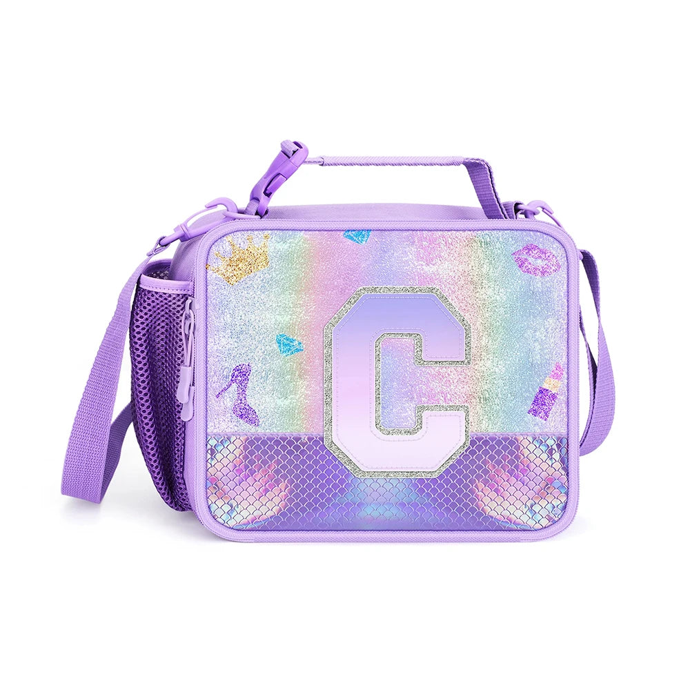 Mermaid Lunch Bag For Children's School Thermal Insulation Bag Adjustable Shoulder Strap Cute Cartoon Bento Bag Kids Lunch Bag