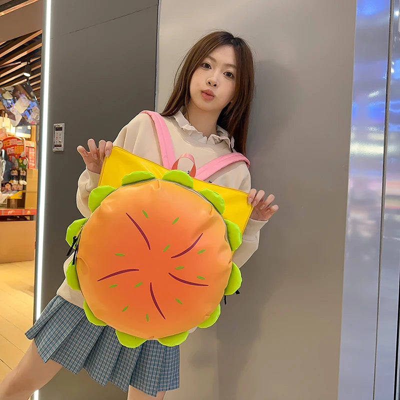 Cartoon Cute Multi-storey Hamburger Travel Backpack Women Large Capacity Personality Waterproof School Backpacks for Girls Gift