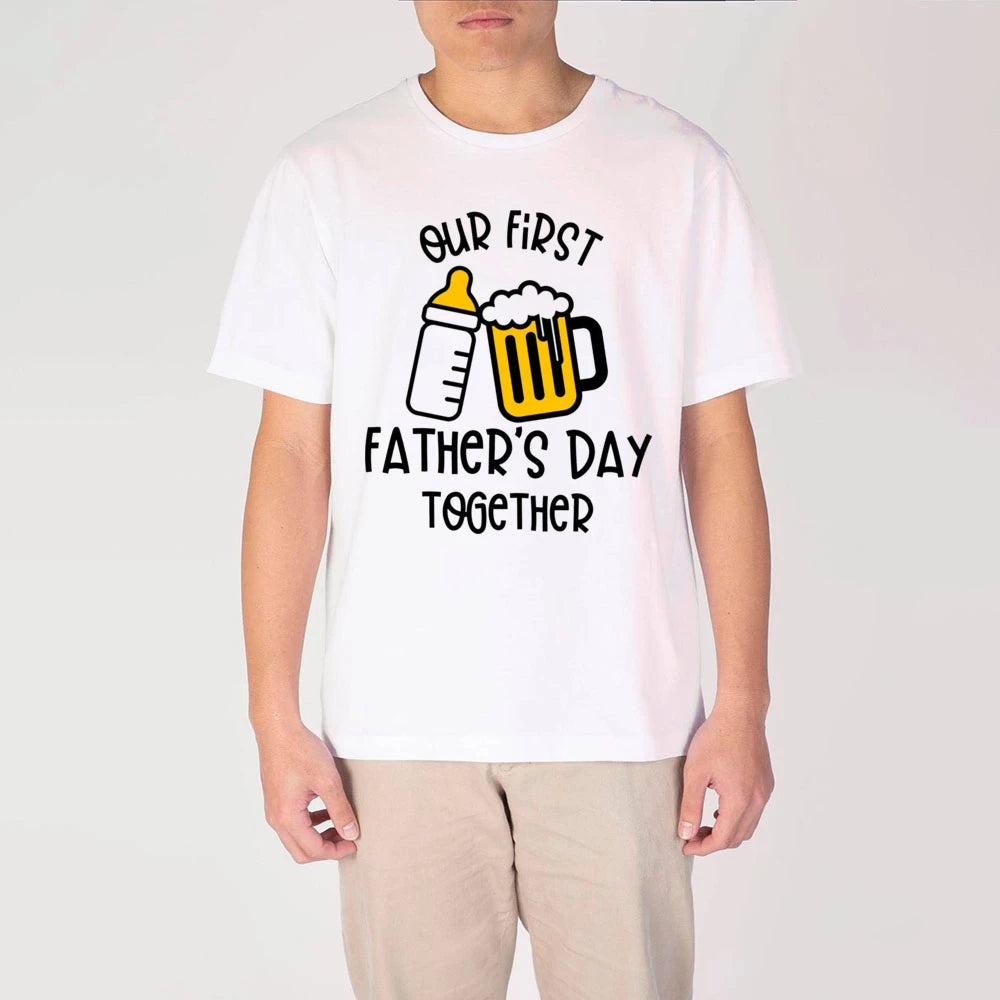 Infant's Our First Father's Day Together Outfit -  Letter Print Family Matching Set