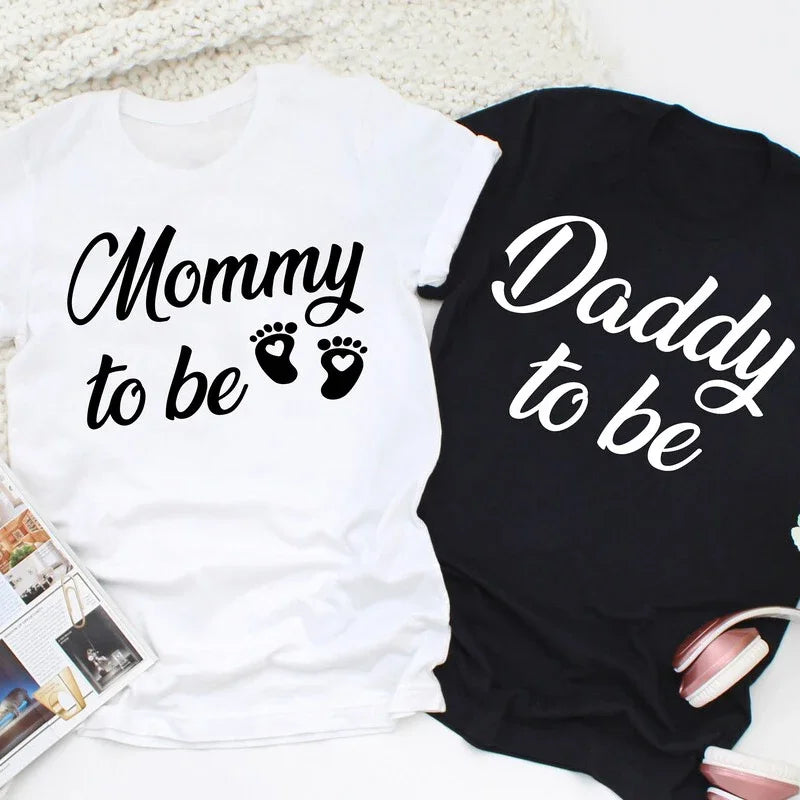 Mommy And Daddy To Be t Shirts - mother father cotton short sleeve t-shirts matching Pregnancy Announcement t shirt