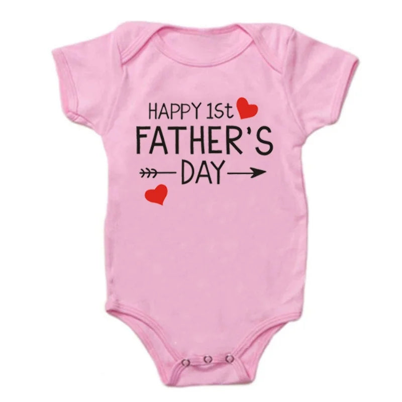Funny Happy 1st Father's Day Newborn Baby Onesie - Cotton Summer