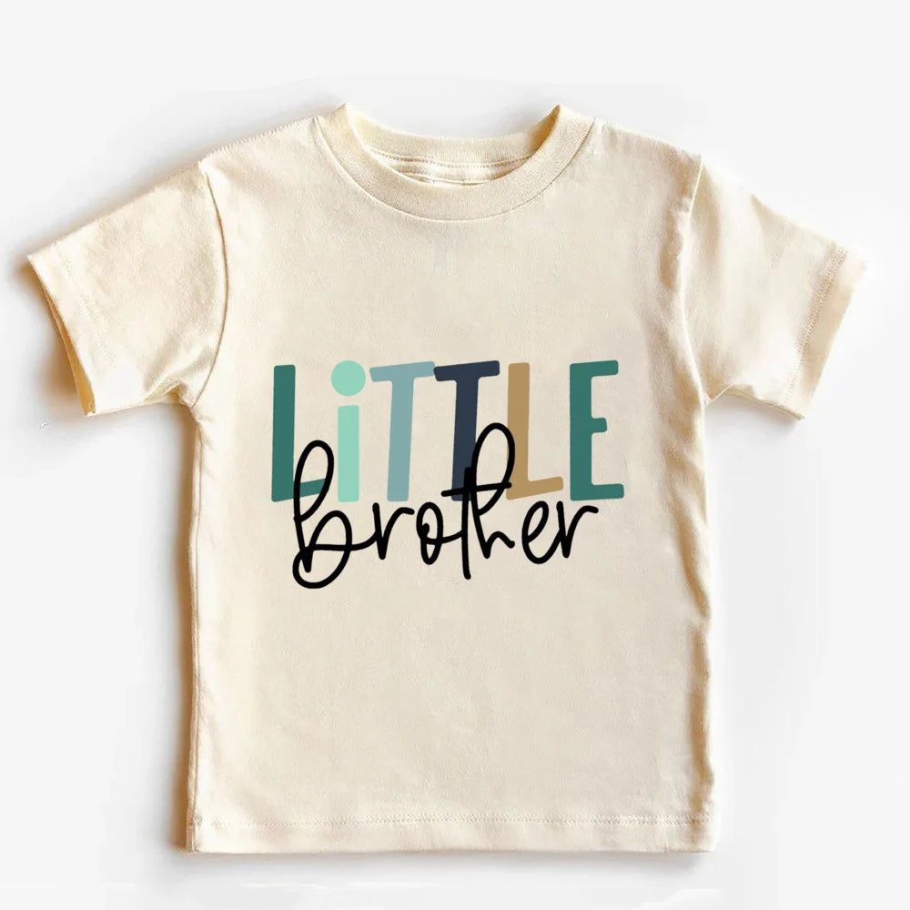Big Brother Littler Sister Printed Kids Shirt Summer Sibling T-shirt Tops Boys Girls Short Sleeve Tee Clothes Child Retro Outfit