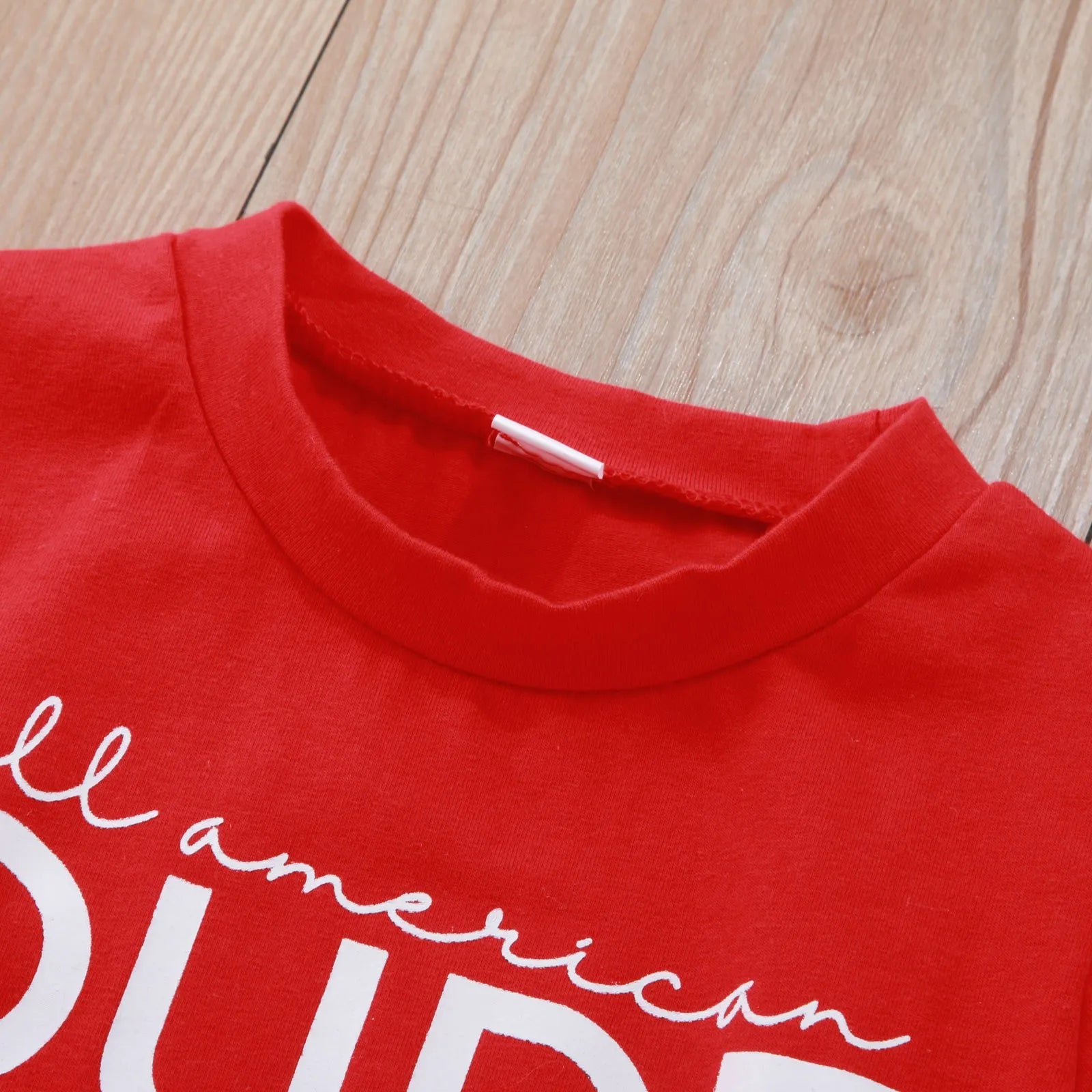 1-5Y Baby Boys Summer Outfits Letter Print Short Sleeve T-shirt and Ripped Denim Shorts Sets for 4th of July Boys Kids Clothes