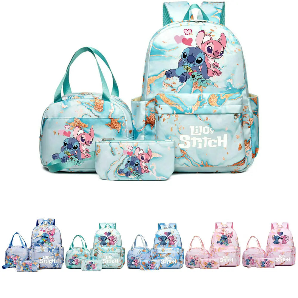 3pcs/set Lilo Stitch Backpack (B) - With Lunch Bag Students, Teenagers School Bags Set