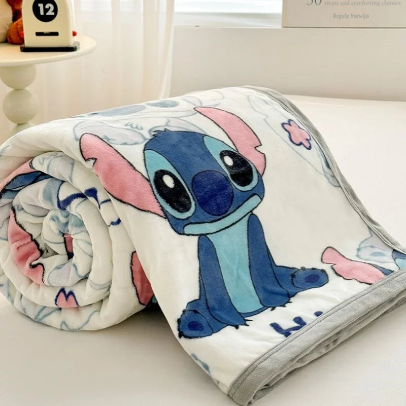 Stitch Cartoon Blanket Lightweight Style Home Textile Flannel Soft Throw Blanket Bedding Sofa Cover